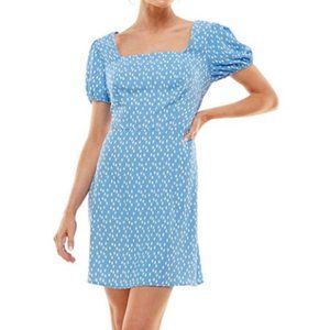 Lily Rose Womens Short Sleeve Back Cutout Dress NWT Blue Dot Size small